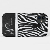 Zwart-witte zebrastrepen met zwarte demper Case-Mate iPhone case (Achterkant (horizontaal))