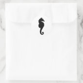 Zwart-witte zeepaard ronde sticker (Tas)