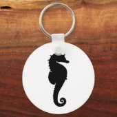 Zwart-witte zeepaard sleutelhanger (Voorkant)