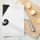 Zwart-witte zeepaard theedoek (Quarter Fold)