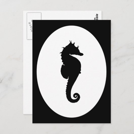 Zwart-witte zeepaardje briefkaart (Voorkant / Achterkant)