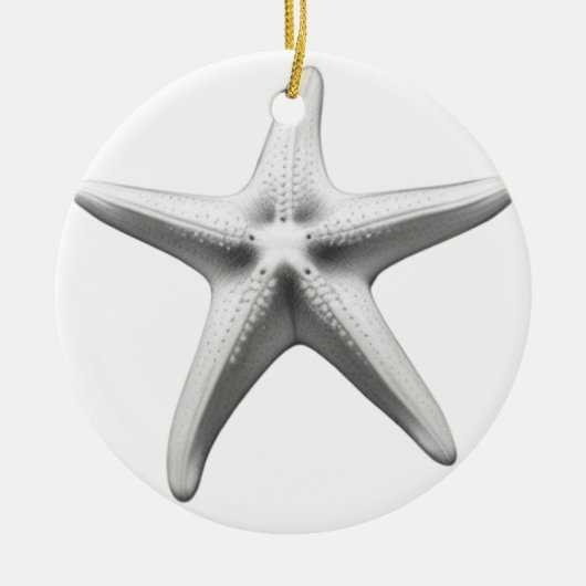 Zwart-witte Zeester Keramisch Ornament (Voorkant)