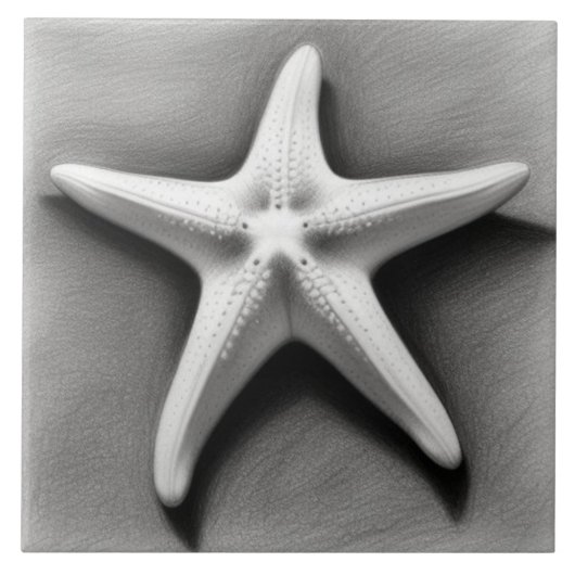 Zwart-witte Zeester Tegeltje (Voorkant)