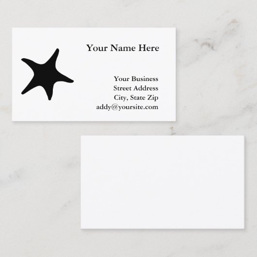 Zwart-witte zeestervorm visitekaartje (Voorkant / Achterkant)