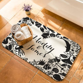 Zwart-Witte Zeewezens Koppels Hart Monogram Badmat