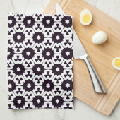 Zwart Witte Zeshoek Ster JustPatterns Stof Theedoek (Quarter Fold)