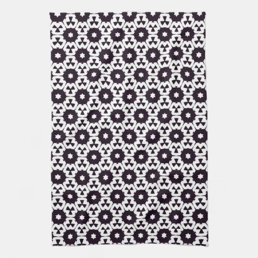 Zwart Witte Zeshoek Ster JustPatterns Stof Theedoek (Verticaal)