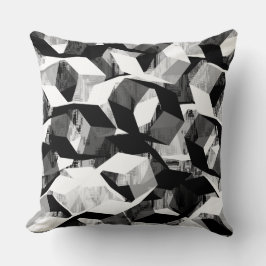 Zwart-witte zeshoeken op pixelschijven kussen
