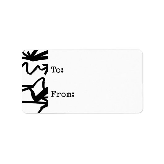 Zwart-witte zige zag-pijlen Gift Label (Voorkant)