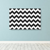 Zwart-witte zigzag canvas afdruk (Insitu (Houten vloer))