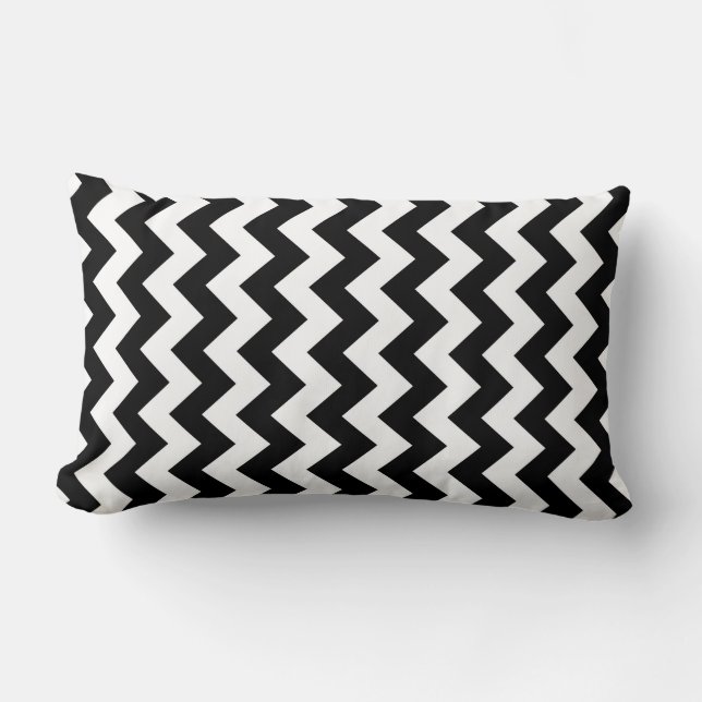 Zwart-witte zigzag kussen (Voorkant)