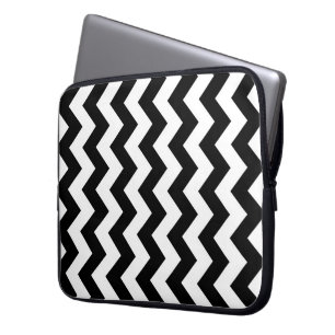 Zwart-witte Zigzag Laptop Sleeve