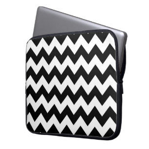Zwart-witte Zigzag Laptop Sleeve