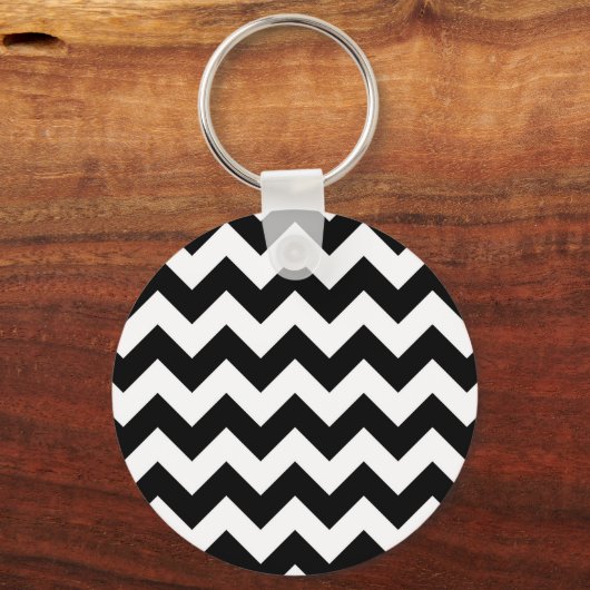 Zwart-witte zigzag sleutelhanger (Voorkant)