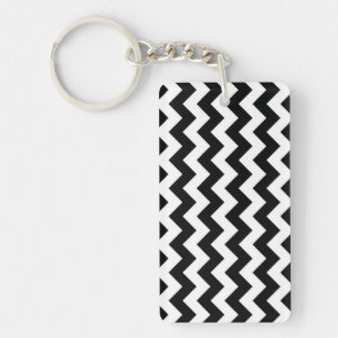 Zwart-witte Zigzag Sleutelhanger