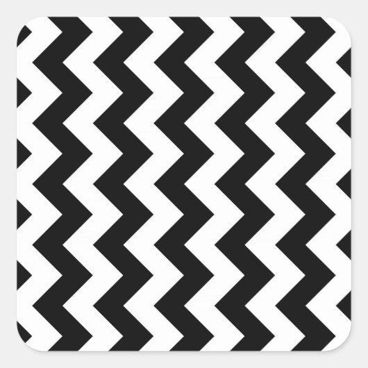 Zwart-witte zigzag vierkante sticker (Voorkant)