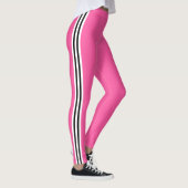 Zwart Witte Zijstreep Roze Leggings (Rechts)
