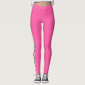 Zwart Witte Zijstreep Roze Leggings (Voorkant)