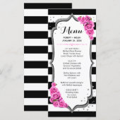 Zwart Witte Zilveren Roze Menu Kaart (Voorkant / Achterkant)