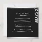 Zwart-witte zilverstreamers en ballonnen kaart (Achterkant)