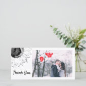 Zwart-Witte Zonnebloem Bedank Foto Kaart (Staand voorkant)