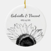 Zwart-witte zonnebloem... ben je mijn Bridesmaid. Keramisch Ornament (Achterkant)