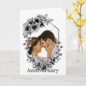 Zwart-witte zonnebloem Foto Jubileum Kaart (Gele Bloem)