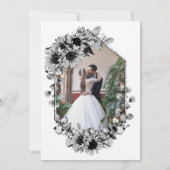 Zwart-Witte Zonnebloem Huwelijksreceptie Kaart (Achterkant)