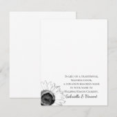 Zwart-witte zonnebloem Weddenschap Charity Favor (Voorkant / Achterkant)