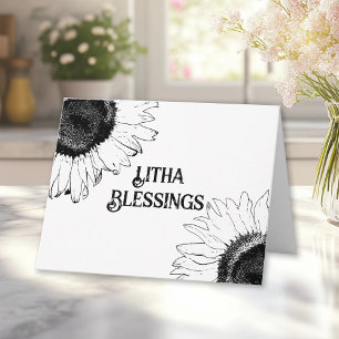 Zwart-Witte Zonnebloemen Litha Zomerzonnewende  Kaart