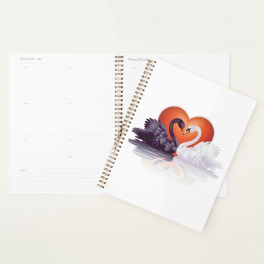 Zwart-witte zwanen spiraalplanner planner (Display)