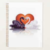 Zwart-witte zwanen spiraalplanner planner (Voorkant)