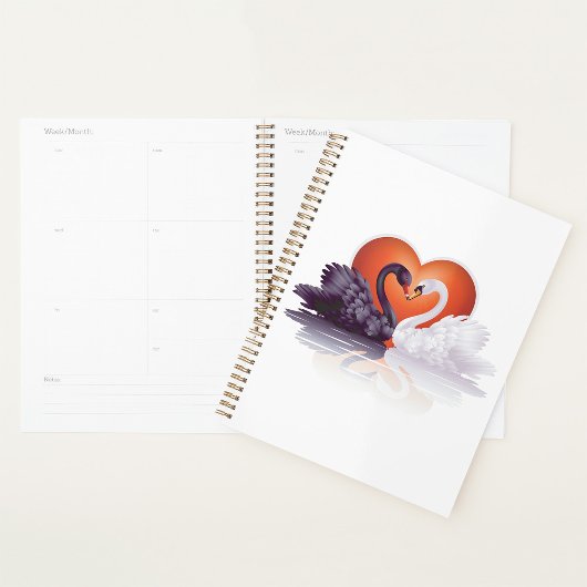 Zwart-witte zwanen spiraalplanner planner