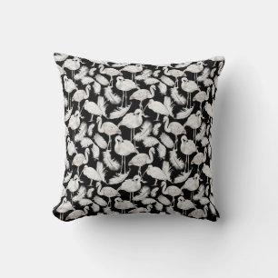 Zwart Witte Zwanenveren Patroon Elegant Stijlvol Kussen