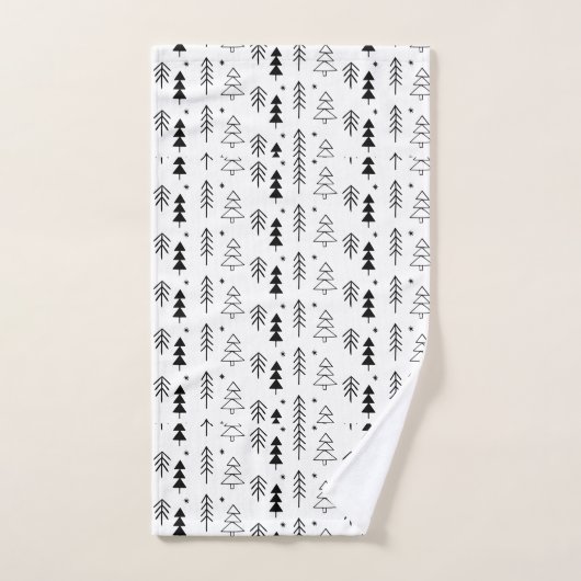 Zwart-witte zwart-wit kerstbomen (minimaal) bad handdoek (Handdoek)
