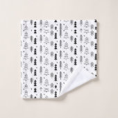 Zwart-witte zwart-wit kerstbomen (minimaal) bad handdoek (Wasdoekje)