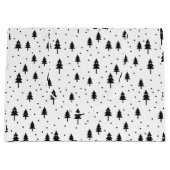 Zwart-witte zwart-wit kerstbomen (minimaal) groot cadeauzakje (Voorkant)
