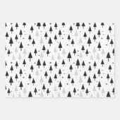 Zwart-witte zwart-wit kerstbomen (minimaal) inpakpapier vel (Voorkant)