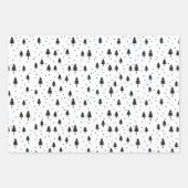 Zwart-witte zwart-wit kerstbomen (minimaal) inpakpapier vel (Voorkant 3)