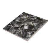 Zwart-witte zwarte zwarte gouddriehoeken tegeltje (Zijkant)