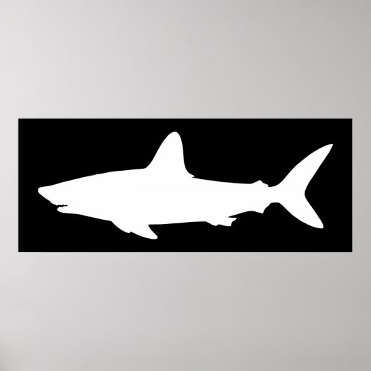 Zwart-witte zwemmende haai poster (Voorkant)