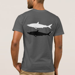 zwart-witte zwemmende haaien t-shirt