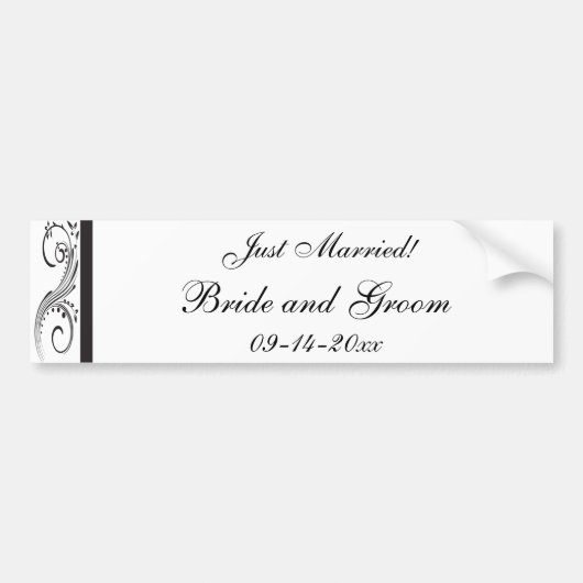 Zwart-witte zwepen gewoon getrouwd bumpersticker (Voorkant)