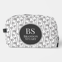 Zwart-witte zwitjes gepersonaliseerd toilettasje