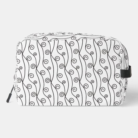 Zwart-witte zwitjes gepersonaliseerd toilettasje (Achterkant)