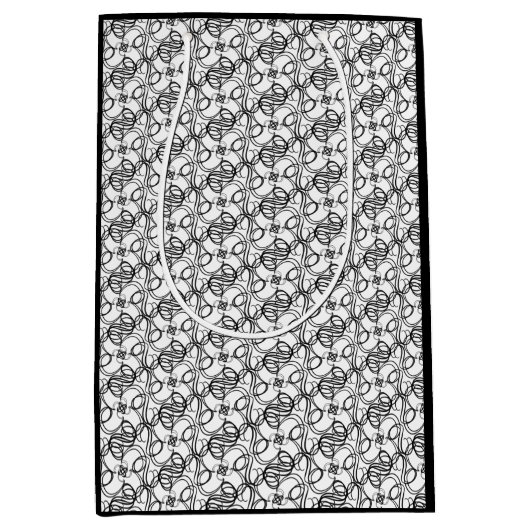 Zwart-witte zwitjes medium cadeauzakje (Voorkant)