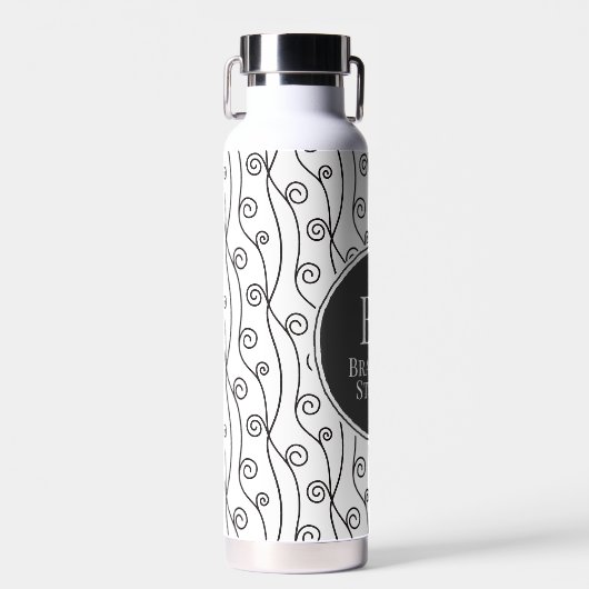 Zwart-witte zwitjes waterfles (Voorkant)