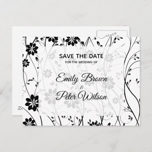 Zwart-wittebakker op witte achtergrond aankondigingskaart (Voorkant / Achterkant)