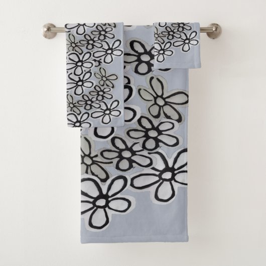 Zwart-wittebandpatroon Bad Handdoek (Insitu)