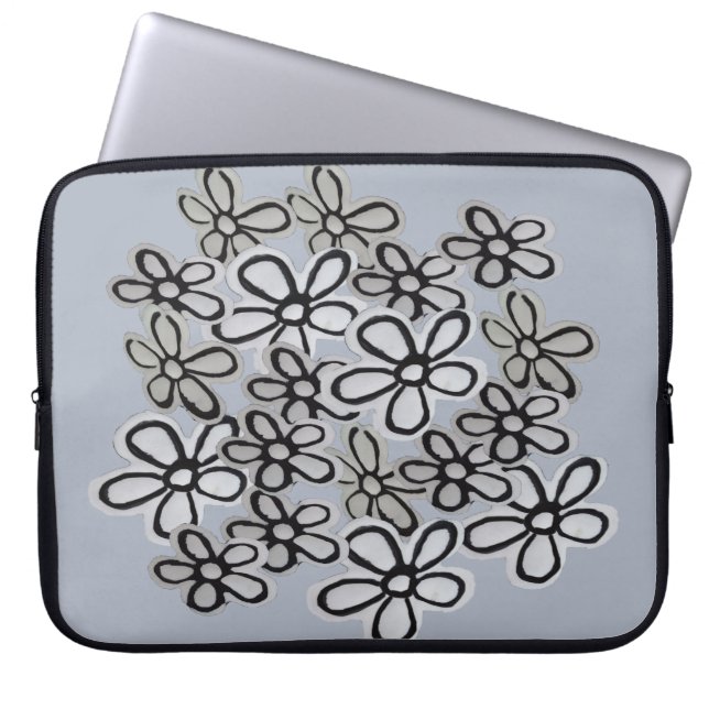 Zwart-wittebandpatroon Laptop Sleeve (Voorkant)